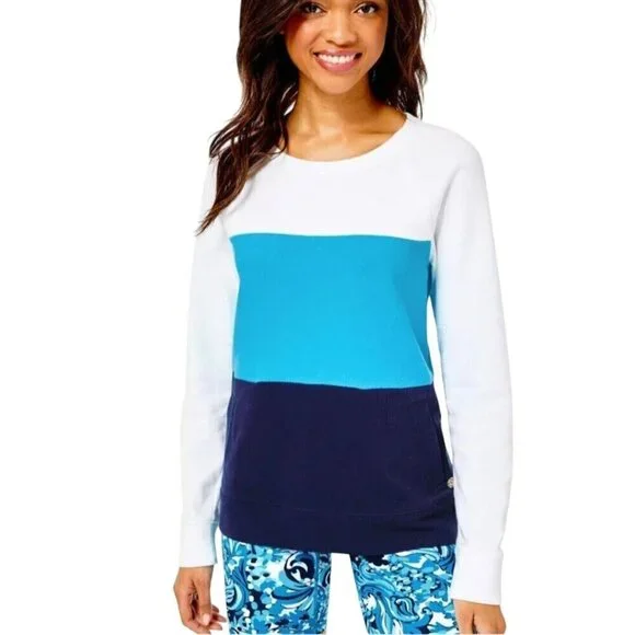 Lilly Pulitzer NWT Beach Comber Pullover Low Tide Navy Luxletic Size XXL